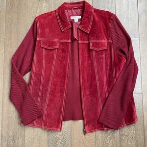 Coldwater Creek suede/knit zip jacket size 16